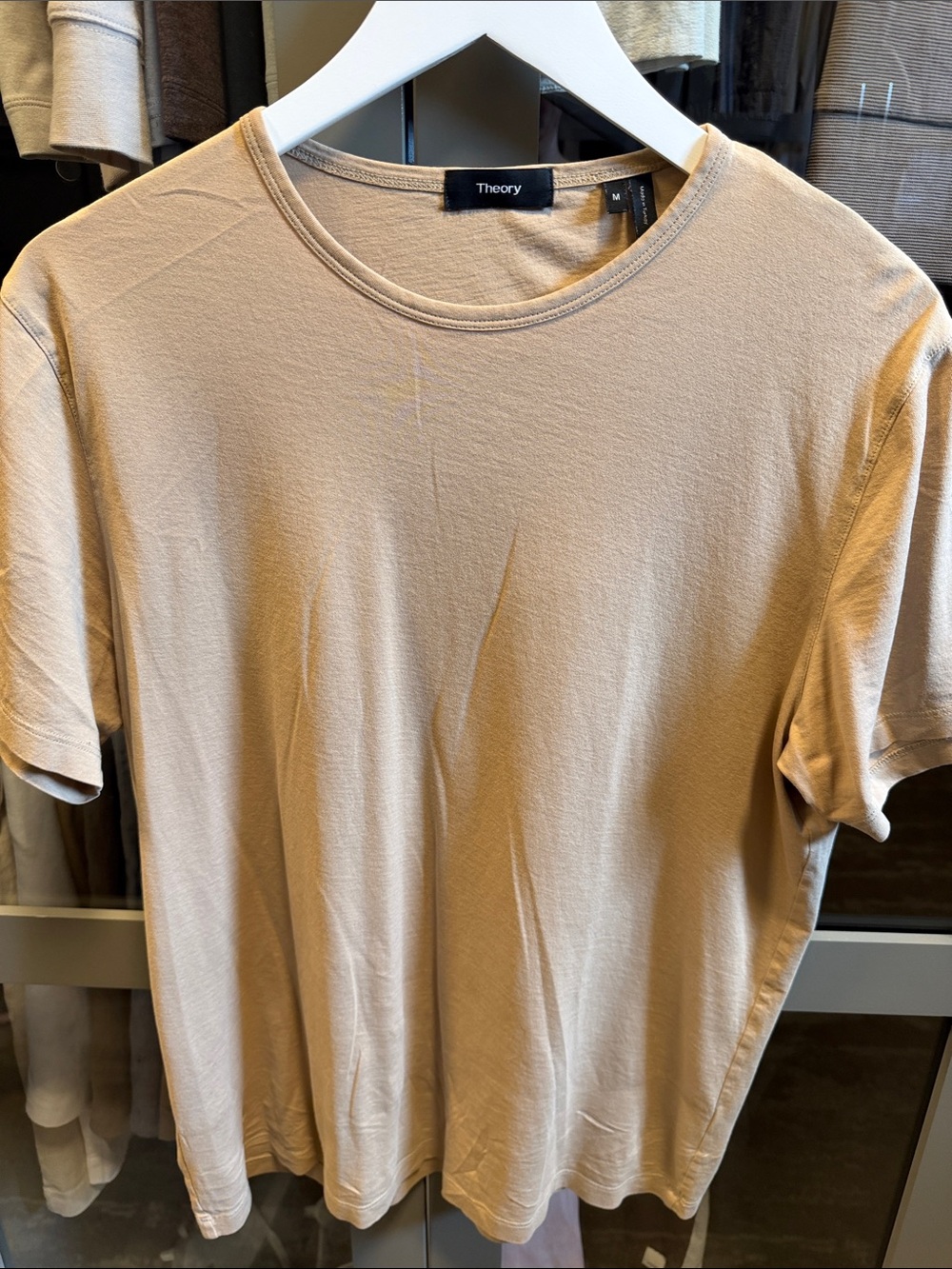 Theory Men's Short Sleeve Crewneck T-Shirt in Tan